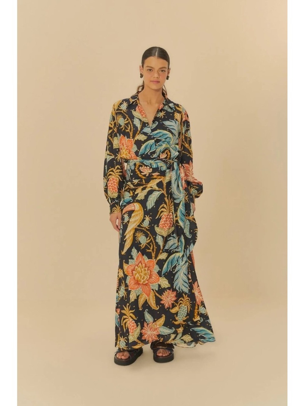 Farm Rio Brazil Floral Toucan Wrap Dress NWT Medium